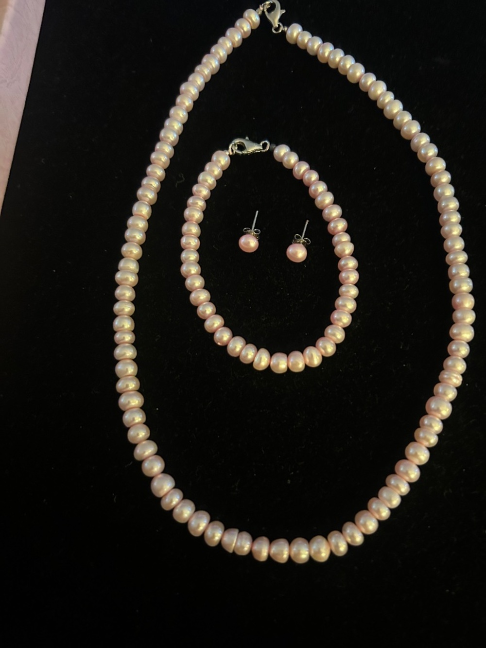 Beautiful Freshwater Pink Pearl 3 piece set (great gift idea) Mothers Day?